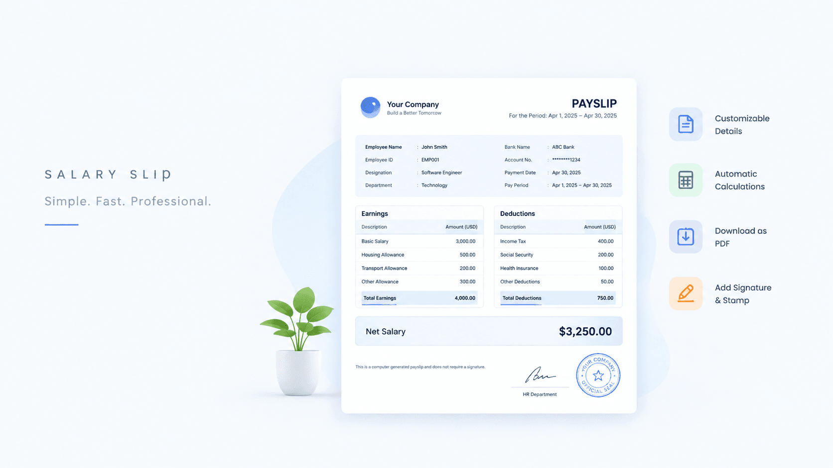 Salary Slip Generator - Create a Salary Slip PDF Online for Free